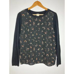 Kaileigh Women's Medium Black Long Sleeve Floral Top